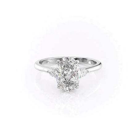 Moissnaite Oval Cut Three Stone Engagement Ring
