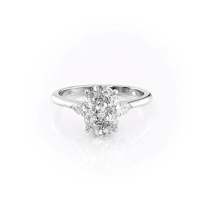Moissnaite Oval Cut Three Stone Engagement Ring