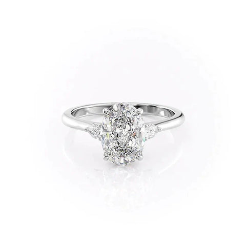 Moissnaite Oval Cut Three Stone Engagement Ring