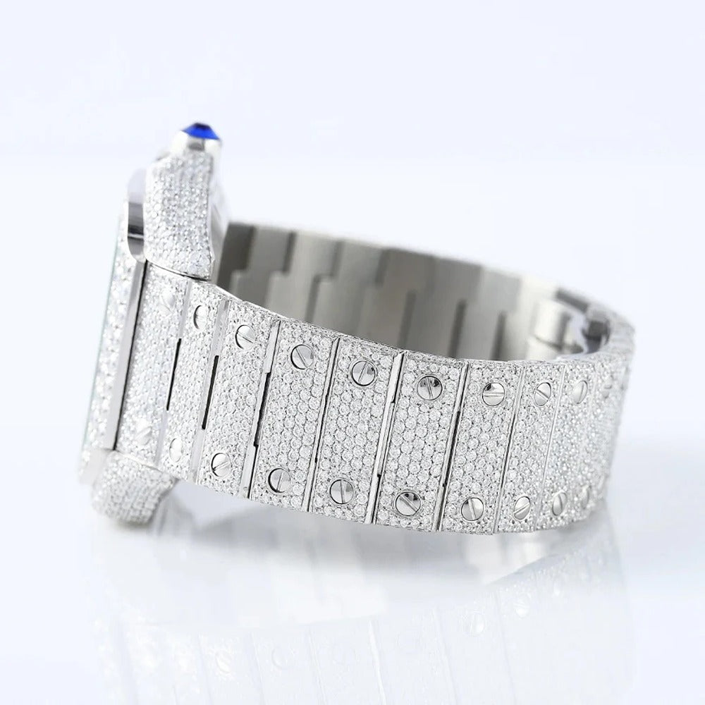 Iced Out Moissanite Skeleton Luxury Wrist Watch For Him