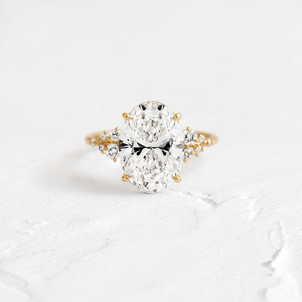 Oval Cut Pave Set Moissanite Engagement Ring