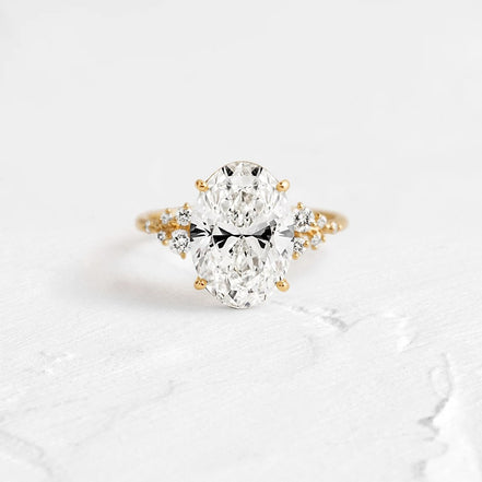 Oval Cut Pave Set Moissanite Engagement Ring