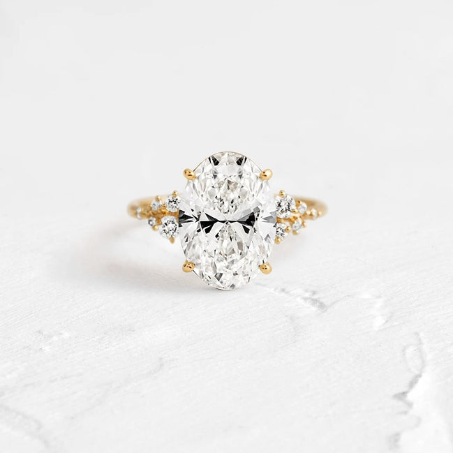 Oval Cut Pave Set Moissanite Engagement Ring