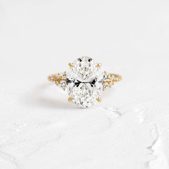 Oval Cut Pave Set Moissanite Engagement Ring