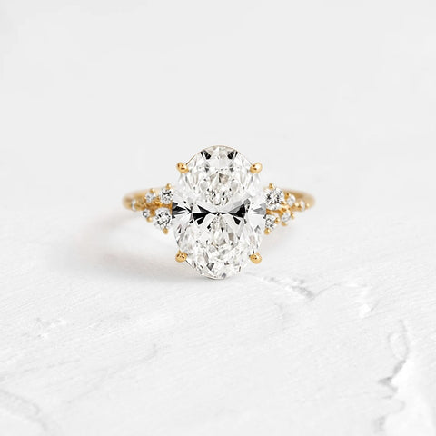 Oval Cut Pave Set Moissanite Engagement Ring