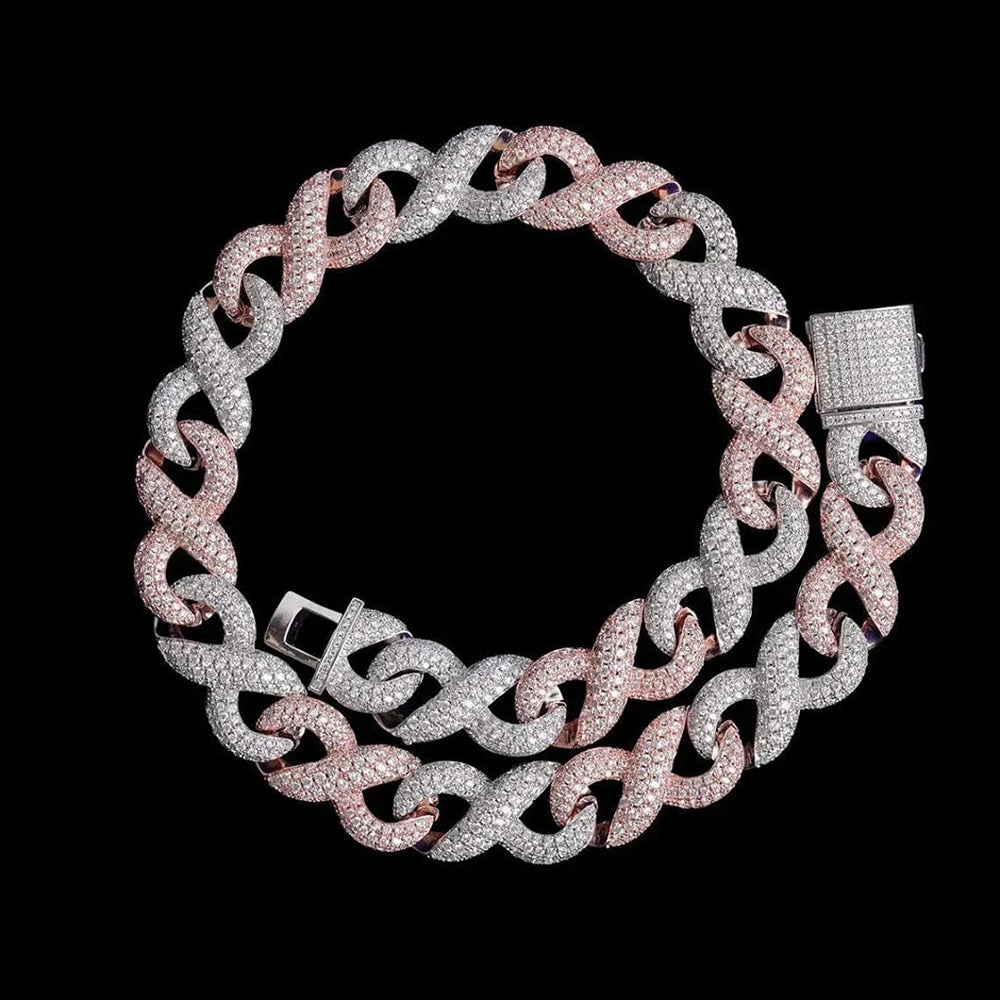 Infinity Moissanite Dual Tone Iced Out Cuban Hip Hop Chain