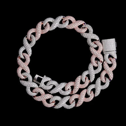 Infinity Moissanite Dual Tone Iced Out Cuban Hip Hop Chain