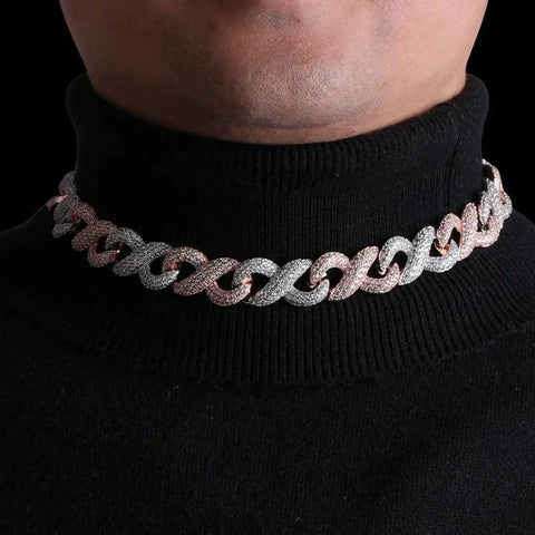 Infinity Moissanite Dual Tone Iced Out Cuban Hip Hop Chain