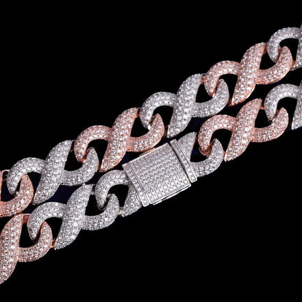 Infinity Moissanite Dual Tone Iced Out Cuban Hip Hop Chain
