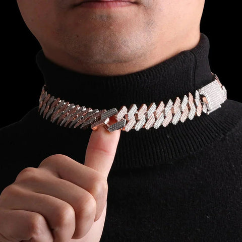 Dual Tone Moissanite luxury Cuban Chain Hip Hop Jewelry