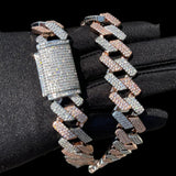 Dual Tone Moissanite luxury Cuban Chain Hip Hop Jewelry