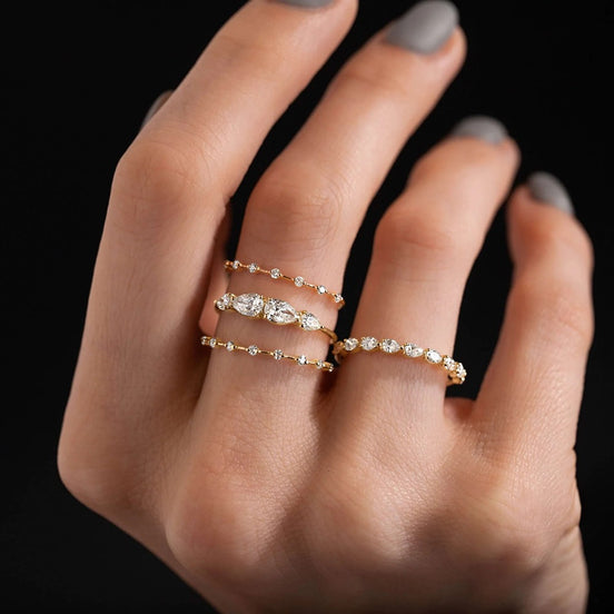 Moissanite Pear Cut Eternity Wedding Band