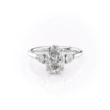 VVS1 Moissanite Oval & Round Cut Three Stone Wedding Ring