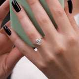 VVS1 Moissanite Oval & Round Cut Three Stone Wedding Ring