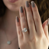 Oval Cut Moissanite Hidden Halo Engagement Ring