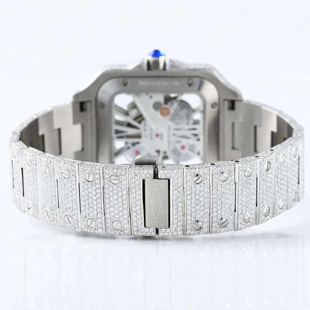 Iced Out Moissanite Skeleton Luxury Wrist Watch For Him
