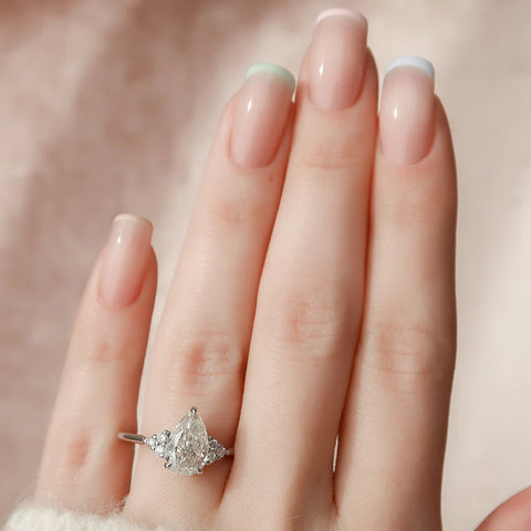 D Color Moissanite Seven Stone Pear Cut Anniversary Day Gift For Her