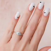 D Color Moissanite Round Cut Side Accent Engagement Ring
