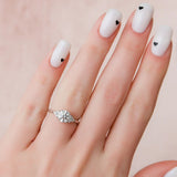 D Color Moissanite Round Cut Side Accent Engagement Ring