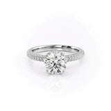 Round Cut D Color Moissanite Micro Pave Setting Ring