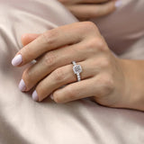 D Color Moissanite Side Accent Cushion Cut Wedding Ring