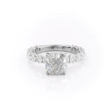 D Color Moissanite Side Accent Cushion Cut Wedding Ring