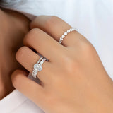 10K White Gold Moissanite Oval Cut Side Accent Diamond Ring