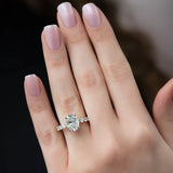 10K White Gold Moissanite Oval Cut Side Accent Diamond Ring