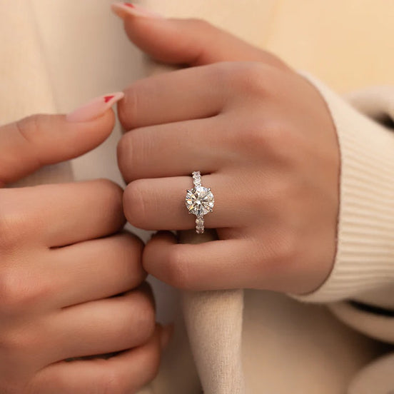 Moissanite Diamond Hidden Halo Engagement Ring
