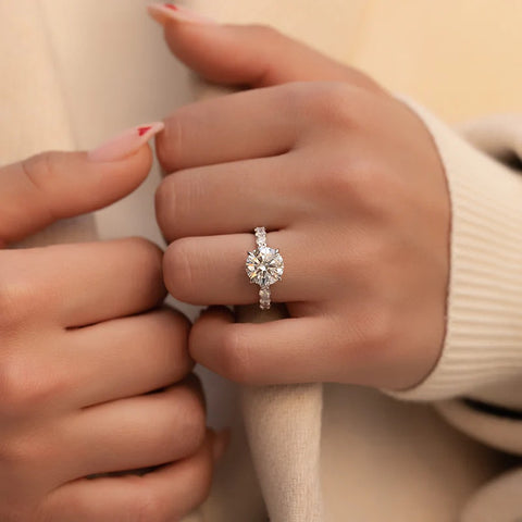 Moissanite Diamond Hidden Halo Engagement Ring