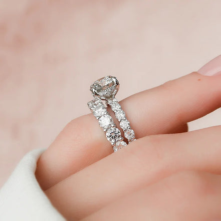 Moissanite Diamond Hidden Halo Engagement Ring