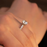 Moissanite Diamond Hidden Halo Engagement Ring