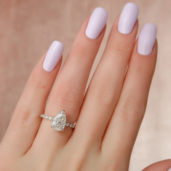 Lab Created Moissanite Diamond Pear Cut Engagement Ring