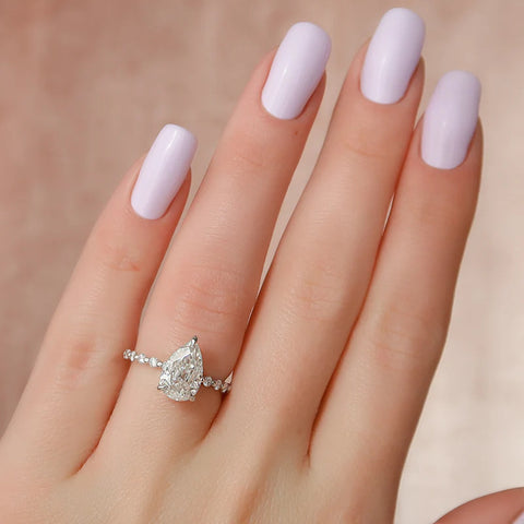 Lab Created Moissanite Diamond Pear Cut Engagement Ring