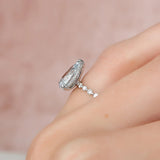 Lab Created Moissanite Diamond Pear Cut Engagement Ring