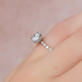 Moissanite Round Cut Side Accent Engagement Ring