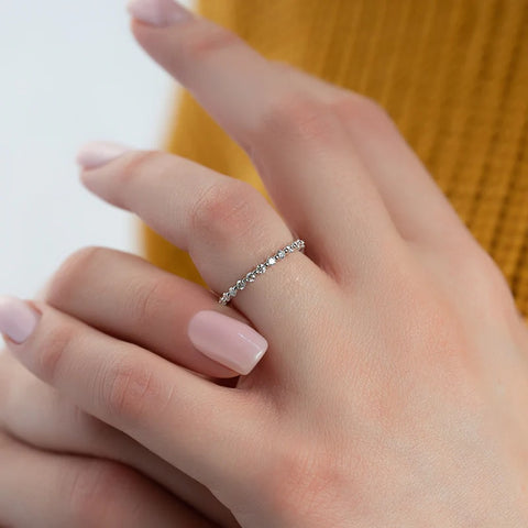 Round Cut Moissanite Eternity Wedding Ring