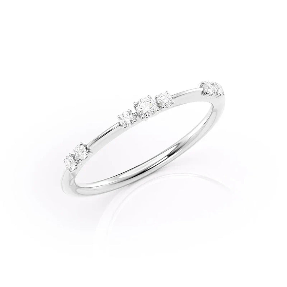 D Color Moissanite Round Cut Half Eternity Band
