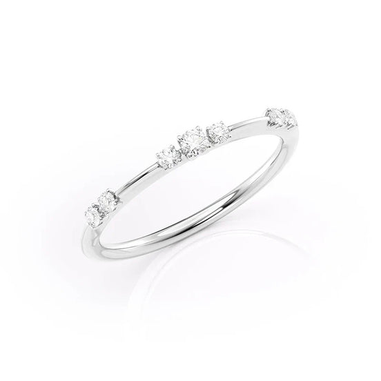 D Color Moissanite Round Cut Half Eternity Band