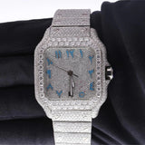 VVS1 Moissanite Blue Arabic Number Dial Iced Out Watch Gift For Men's
