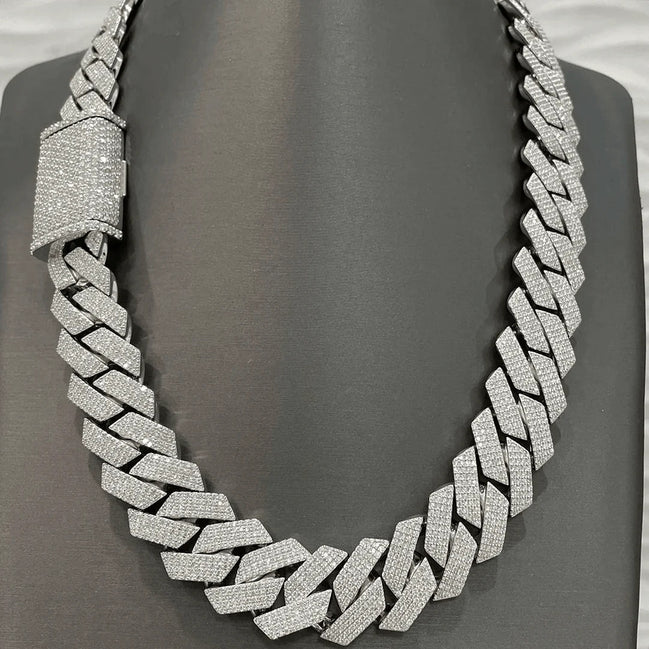 Round Cut Moissanite 22mm Miami Cuban Link Chain