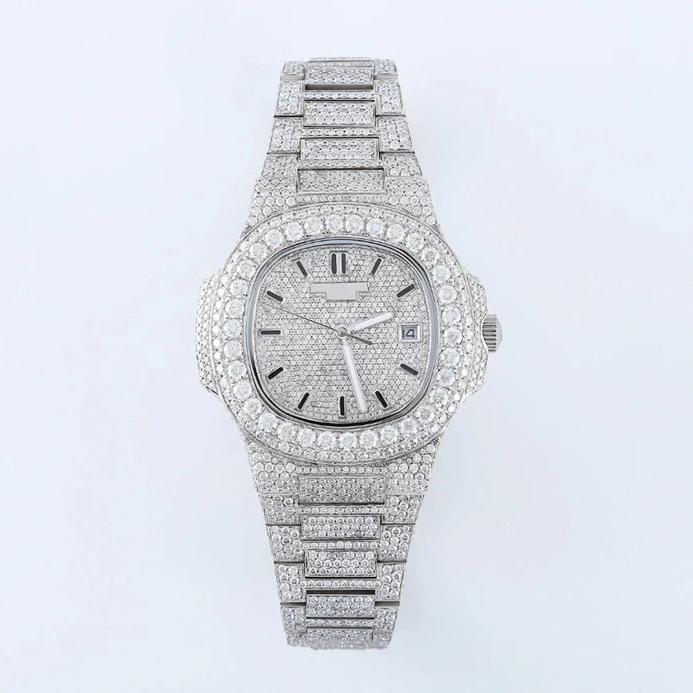 D Color Moissanite Stainless Steel Hip Hop Watch Gift For Men