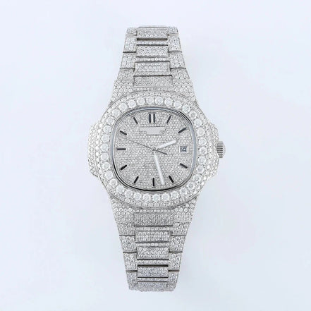 D Color Moissanite Stainless Steel Hip Hop Watch Gift For Men