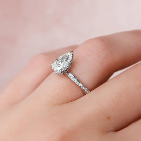 Twisted Style Pear Cut Moissnaite Engagement Ring