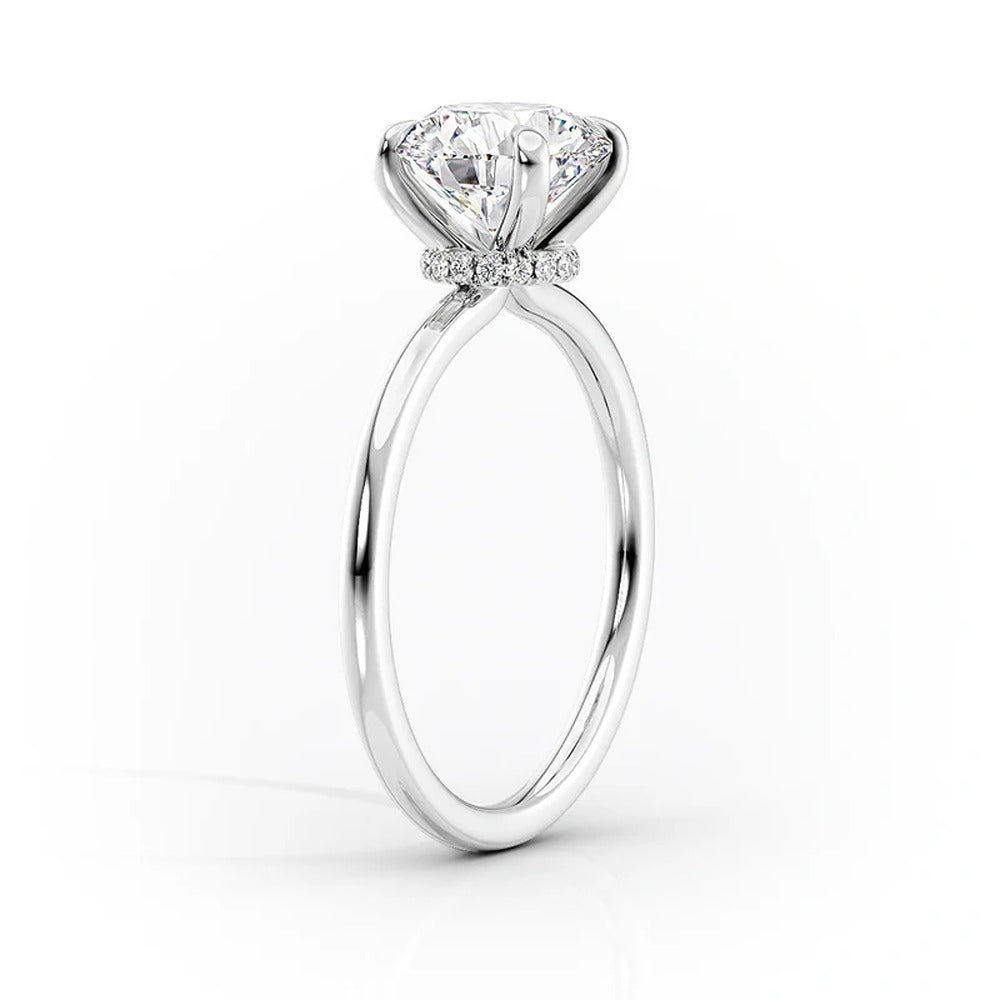 Moissanite Unique Hidden Accent Cushion Cut Wedding Ring