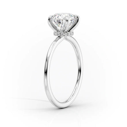 Moissanite Unique Hidden Accent Cushion Cut Wedding Ring