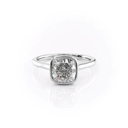 Moissanite Cushion Cut Bezel Set With Hidden Accent Wedding Ring