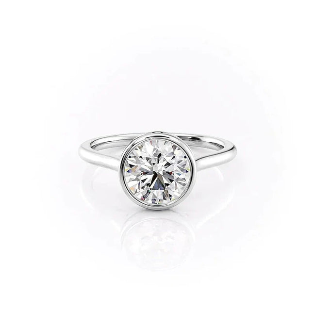 Bezel Set Hidden Accent Moissanite Round Cut Wedding Ring