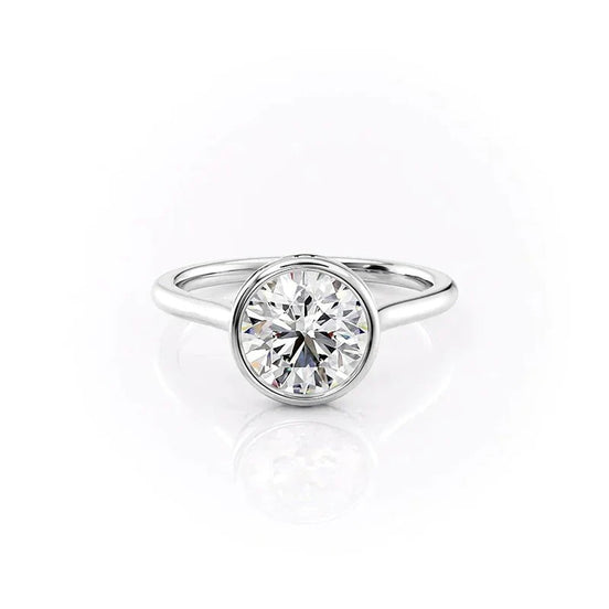 Bezel Set Hidden Accent Moissanite Round Cut Wedding Ring