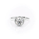 Bezel Set Hidden Accent Moissanite Round Cut Wedding Ring